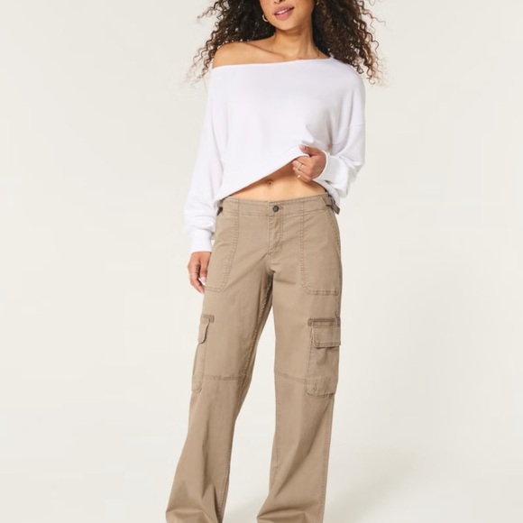 Hollister Women's Tan Straight Leg Cargo Pants - Picture 5 of 5